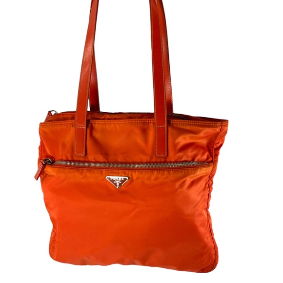 Genuine PRADA Orange Vela Sport Nylon Medium Tote bag Made In Italy - Picture 1 of 12
